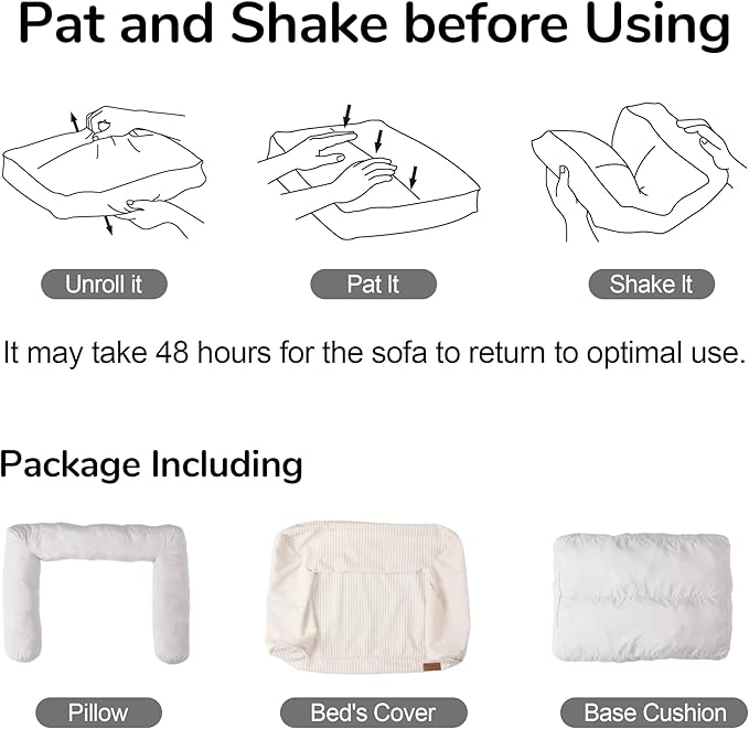 FUKUMARU Cute Dog Bed, Fluffy Dogs Couch with TPU Layer Keeping Lining Dry, Pet Sofa Medium Size Dog Easy to Care, Warm Cat Bed with Removable Zipper Cover, 36inch, Large, Orange