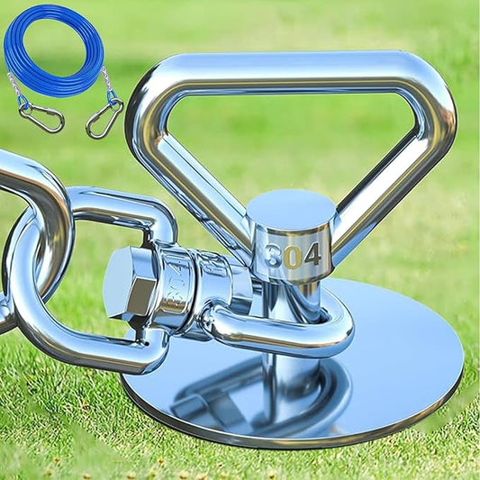 Dog Tie Out Cable and Stake,with 30FT Heavy Duty Cable,360° Swivel Dog Run Stake-No Tangle-Runner for Yard,-Suitable for Up to 150 lbs- Idela for Yard Outdoor Camping