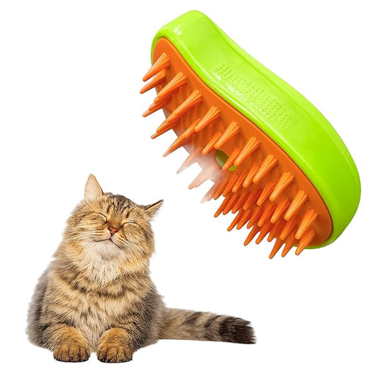Cat Brush with Steam – Steam Cat Brushes for Indoor Cats | Pet Spray Hair Removal Comb & Relaxing Grooming Tool for Calmer, Happier Cats