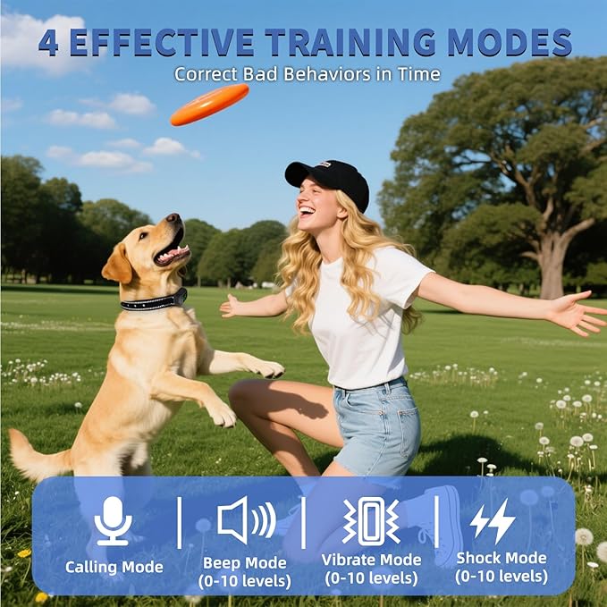 Dog Shock Collar/Medium/Small Dogs | Rechargeable Anti-Barking Training Collar,4900FT Dog Training Collar with Remote， IP67 Waterproof/4 Training Modes Adjustable Sensitivity Beep Vibration