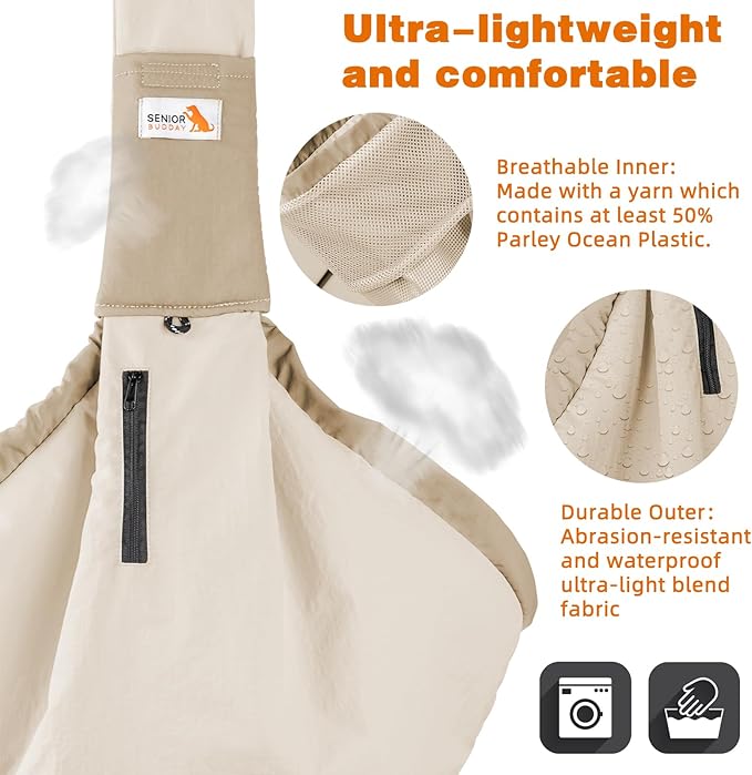 Dog Carrier Sling,Dog Carriers for Small Dogs & Cats Up to 20lbs,Puppy Carrying Backpack Pet Purse with Pockets,Adjustable Shoulder Strap,Hands Free for Travel (Beige)