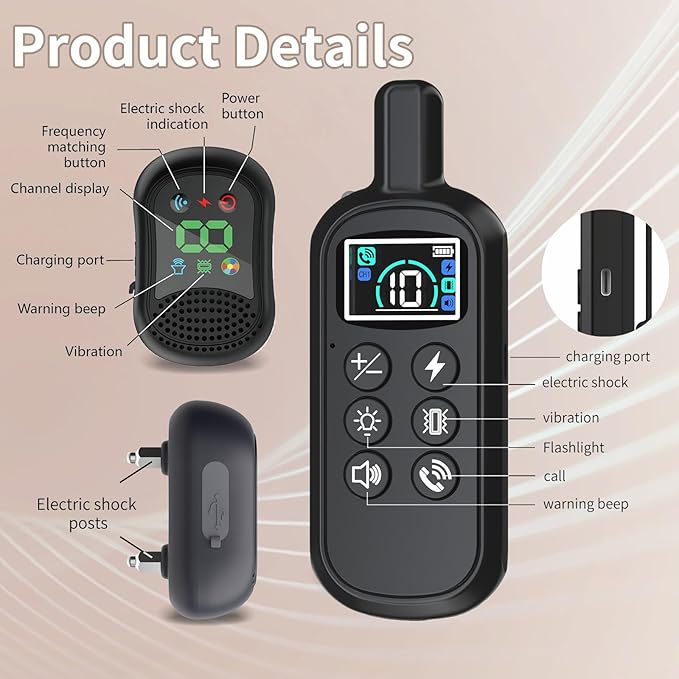 Dog Shock Collar 4900FT Dog Training Collar with Remote/Call Function/Light IP67 Waterproof Electric Collar for Dogs Rechargeable E-Collar for All Breeds, 4 Training Modes(10-120Ibs)