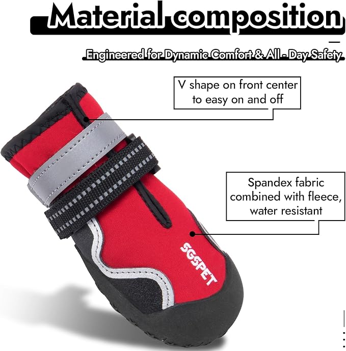 Dog Shoes Winter Snow Boots for Large Size Medium Dogs Reflective Anti-Slip Paw Protectors for Rain Booties Hot Pavement Hardwood Floors Running Water-Resistant Dog Shoes(Red, 2# (2XS))