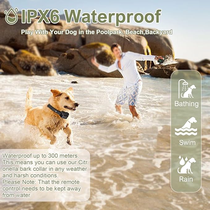 Citronella Training Collar for Dog [2*Collar, No Automatic] Citronella Dog Bark Collar with Beep/Vibration/Spray 4 Mode & 6 Adjustable Sensitivities, IPX7 Waterproof Safer for L/M/S Dogs