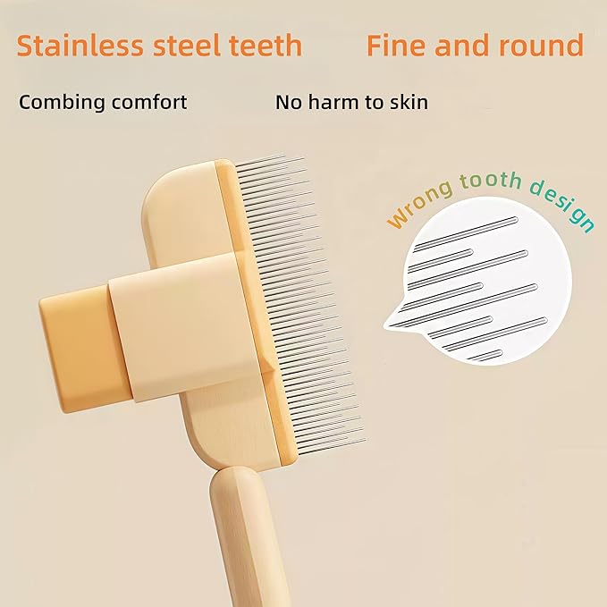 Zen Brush for Cats & Dogs, Avatore Zenbrush Pet Comb, Self-Cleaning Grooming Brush, Stainless Steel Teeth for Shedding Hair Removal 2-pack (Green+Yellow)