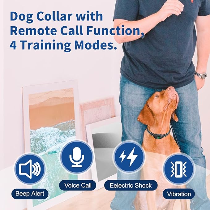 Dog Shock Collar 4900FT Dog Training Collar with Remote/Call Function/Light IP67 Waterproof Electric Collar for Dogs Rechargeable E-Collar for All Breeds, 4 Training Modes(10-120Ibs)