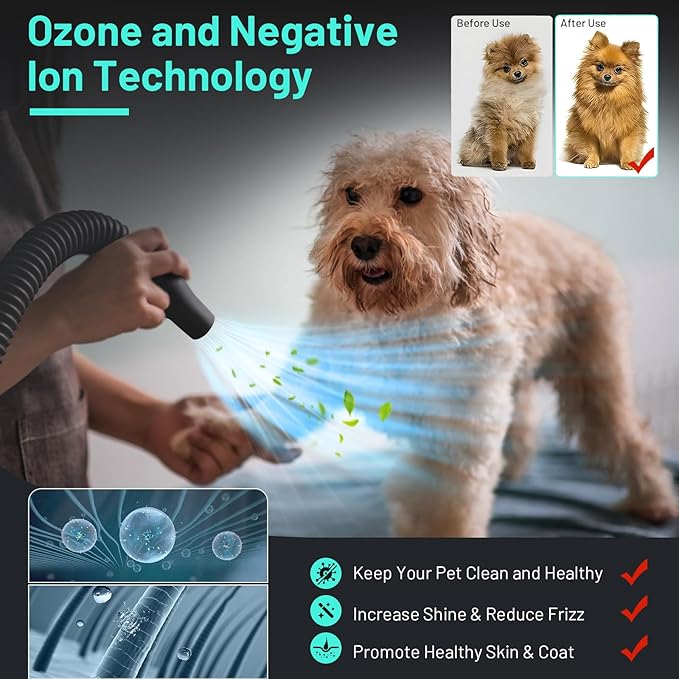 Dog Dryer High Velocity Dog Hair Dryer with 4 Nozzles 5.2HP/3800W (Professional Super Cyclone), Stepless Adjustable Speed Temperature Dogs Grooming Blow Dryer with Heater for Pets Hair Dryer, Yellow