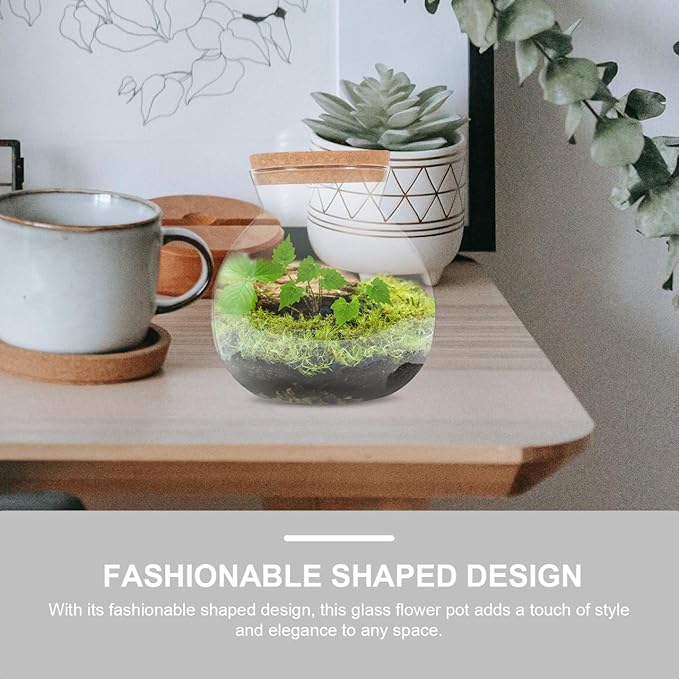 Fish Bowl with LED Light - Small Betta Fish Tank with LED Lighting and Lid Glass Fish Bowl Small Aquarium for DIY Landscape