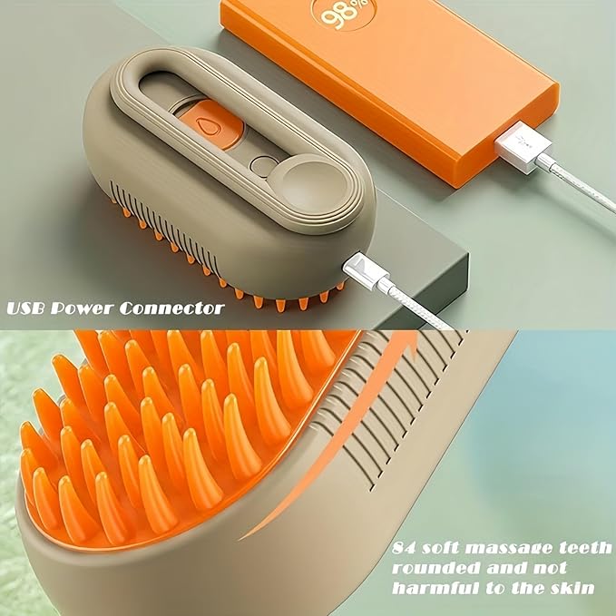 Cat Steam Brush for Shedding, 4 in 1 Cat Steam Brush for Massaging and Cleaning Shedding Pets, Anti Static Pet Hair Cleaning Comb, for Long and Short Hair Cats and Dogs Grooming Tool (White)