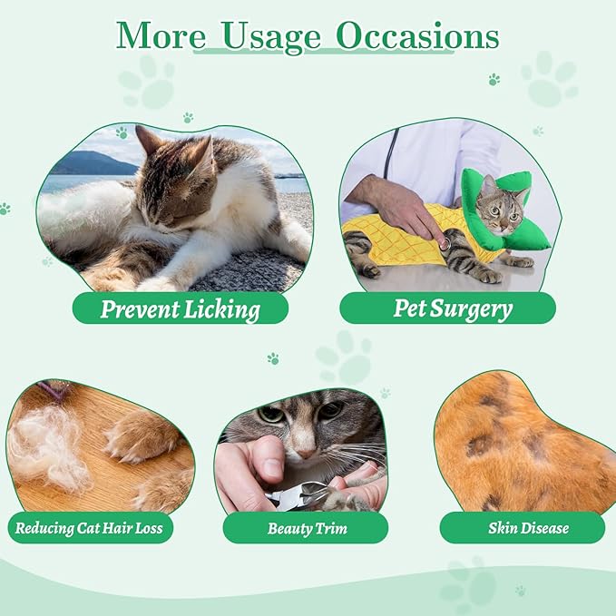 EMUST 2PCS Cat Recovery Suit & Cat Cone Collar Female, Soft & Adjustable Dog Surgery Suit Female Spay for Abdominal Wounds, Cotton Cone for Cats to Stop Licking for Small Female Pets 8-16lb, Yellow, L