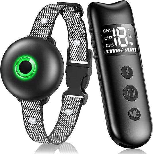 Dog Shock Collar, Dog Training Collar with Remote 2600FT, IPX7 Waterproof Rechargeable E-Collar, 3 Training Modes for All Breeds 10-120lbs(Black)