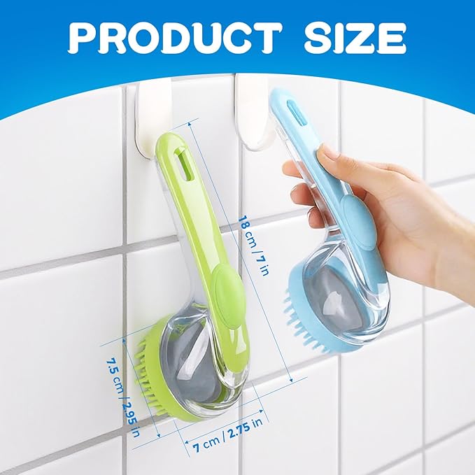 Dog Bath Brush, Silicone Pet Bath Brush with Soap Dispenser,Deep Cleansing & Gentle Massage for Dogs & Cats, Suitable for Long & Short Hair, Easy Grip, Bathing & Grooming(Green)
