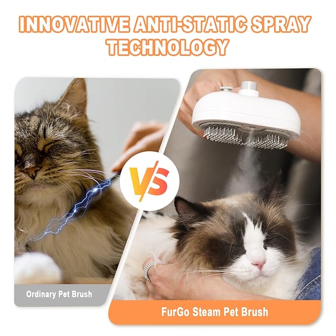 Cat Steam Brush-3 in 1 Pet Brush,Dog Shedding Tool Self Cleaning Pet Spray Depilation Comb with Release Button,Dog Steam Brushs,Cat Grooming Supplies for Long Short Haireds