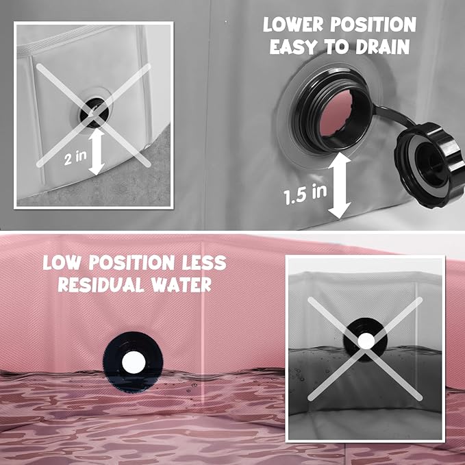 Furrybaby Dog Pool, Kiddie Pool with Hard Plate Collapsible Pet Bath Foldable Swimming Pet Pool Portable Pink 39''