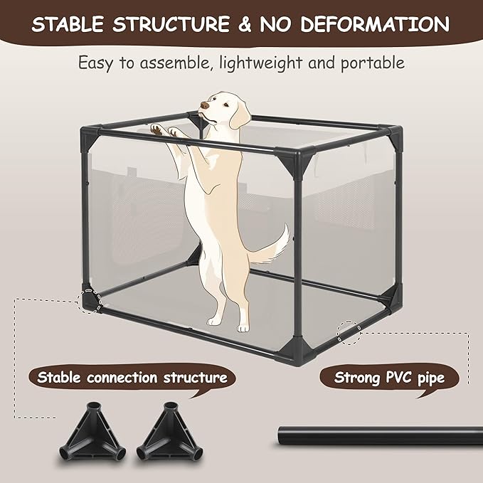 Dog Crate - Soft Pet Kennel for Dogs/Cats, 3-Door Breathable Travel Cage with Mesh Window, Portable Dog Kennel for Indoor & Outdoor, Black-L