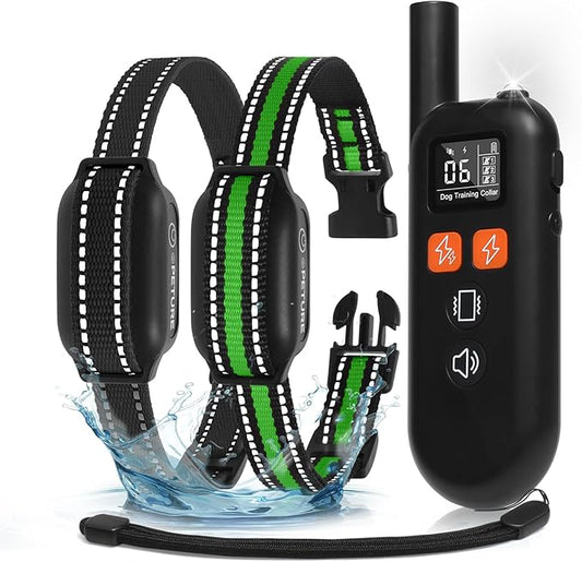 Dog Shock Collar 2 Pack (5-150Lbs) - 3300FT Rechargeable 2 Dog Training Collar with Remote Control IPX7 Waterproof Electric Collar with Fashlight, 4 Training Modes E-Collar for Small Medium large Dogs