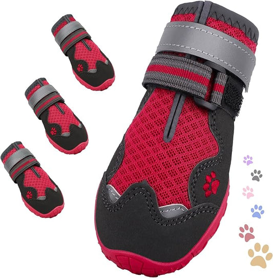 Dog Shoes for Large Medium Small Dog, Mesh Breathable Dog Shoes for Hot Pavement, Anti-Slip Dogs Boots Paw Protectors with Reflective for Outdoor Walking Indoor Hardfloors (Size 5)