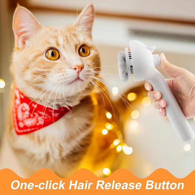 Cat Steam Brush for Shedding, 4 in 1 Steamy Cat Brush with Release Button, Self Cleaning Metal Pet Misting Hair Comb with Handle for Grooming Kitten Dog(White)