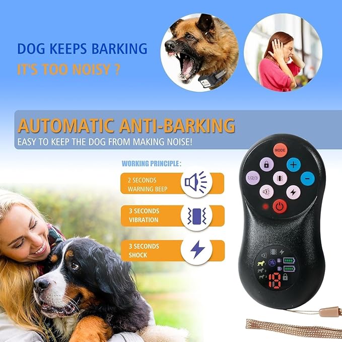 Dog Training Collar Pet Anti Barking 2025 Upgraded Shock Collar, Wireless Charging Dog Training No Barking Device, Fully Sealed Waterproof Rechargeable Collar Receiver