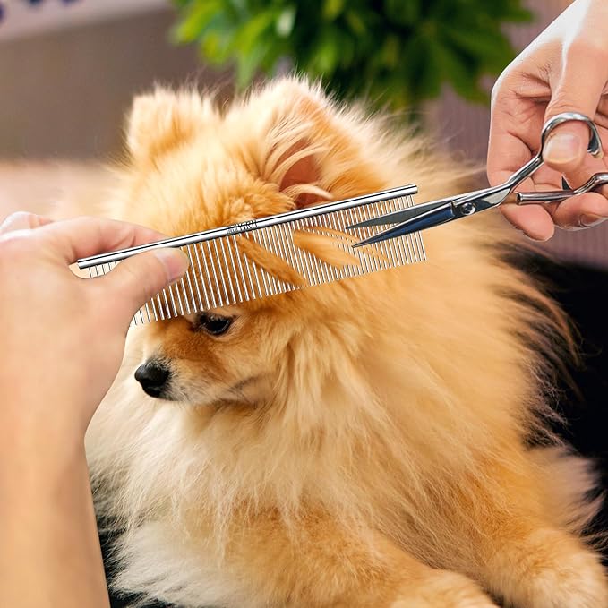 YIRU Dog Cat Grooming Combs,Large Steel Comb for Knots,Mats & Loose Hair Removal,Professional Grooming Comb for Dogs Cats