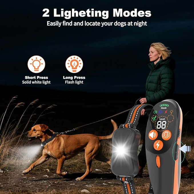 Dog Shock Collar with Remote Control - 4200 FT Remote Control Range, Color Screen Dog Training Collar with 3 Training Modes, Rechargeable Waterproof E-Collar for Dogs Training 15-125LBS