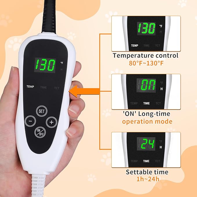 Dog Heating Pad，32×20 In Heating Pad For Dogs, Intelligent Temperature Control Switch With Normally Open On Function,Whelping Box With Reinforced Electric Wire Rope, Plush Fabric Cotton Cover-Apricot