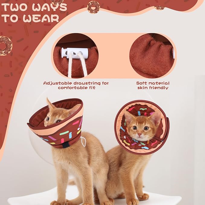 EXPAWLORER Cat Recovery Cone Collar- Soft Adjustable Pet Collar for After Surgery, Waterproof Elizabethan Protective Collar, Stop Licking Donut for Small Medium Kittens