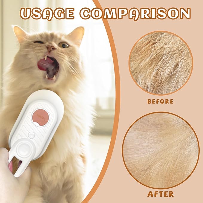 Spritz Defur Comb for Cats, New 3-in-1 Cat Steam Brush for Massaging and Cleaning Shedding Pets, Comb for Long and Short Hair Cats and Dogs Grooming Tool (White)