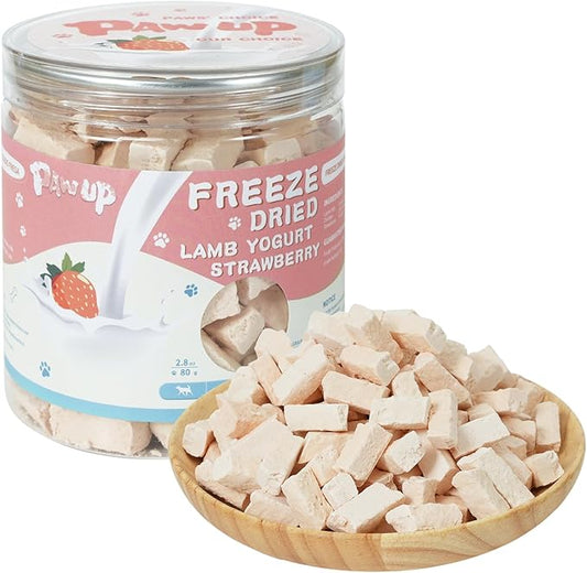 Freeze Dried Sheep Milk Yogurt Flavor with Strawberry,Gentle Sheep Milk Dog Treats for Sensitive Stomachs Puppies, 2.8 oz