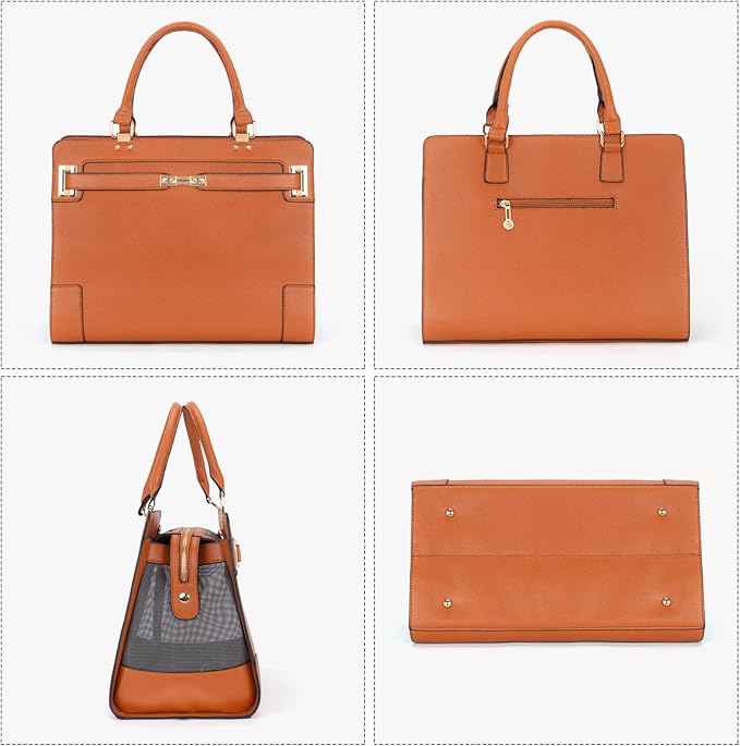 Fashion Pet Carrier Dog Cat Carrier Purse Soft-Sided Leather Handbag Pet Tote Bag for Small Dogs Puppy and Cats TSA Airline Approved (Brown)