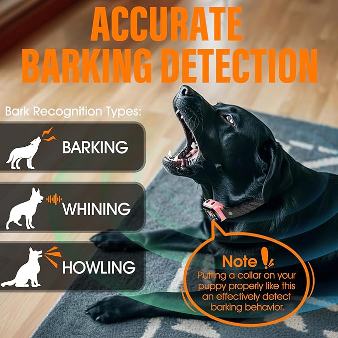 Smart Dog Bark Collar, for Small Medium Large Dogs 10-100lbs, Automatic Dog Training Collar to Decrease Barking, Anti Barking Device with 4 Training Modes, More 8 Sensitivity Levels, Pink