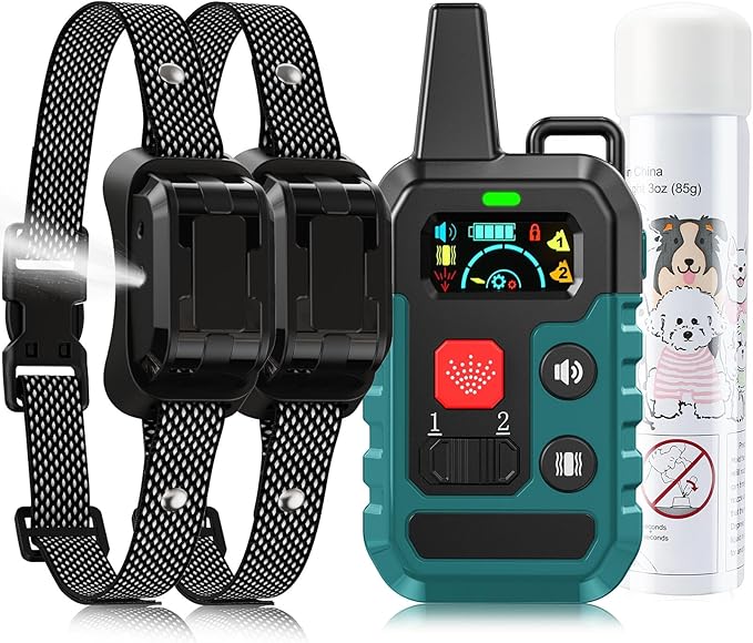 Citronella Training Collar for Dog [2* Bark Collar & 1*Spray Refill] with Beep/Vibration/Spray 4 Mode & 6 Adjustable Sensitivities Spray Dog Collar, IPX7 Waterproof for L/M/S Citronella Bark Collar