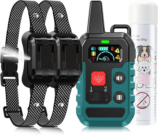 Citronella Training Collar for Dog [2* Bark Collar & 1*Spray Refill] with Beep/Vibration/Spray 4 Mode & 6 Adjustable Sensitivities Spray Dog Collar, IPX7 Waterproof for L/M/S Citronella Bark Collar