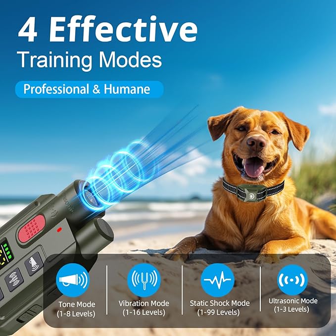Dog Shock Collar with Remote – 3300ft Range, Waterproof & Rechargeable, Adjustable Beep, Shock, Vibration & Ultrasonic Modes, Dog Training Collar for Obedience & Behavior Control