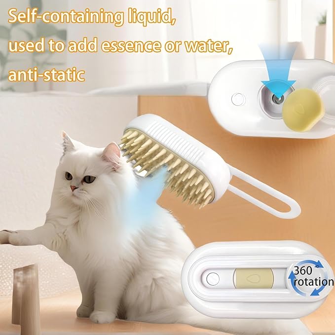 Cat Hair Brush, Dog Hair Brush, Cat Steam Brush, Rechargeable Steam Brush for Cats and Dogs, Skin Friendly Deshedding Grooming Tool for Dogs Cats With Pet Supplies Accessories