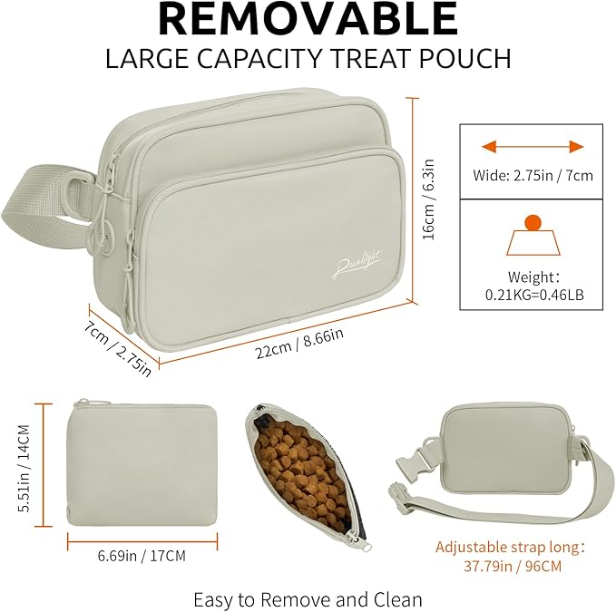 Dog Training Treat Pouch Fanny Pack,Dog Waist Belt,Dogs Walking Bag Crossbody with Poop Bags,Puppy Treat Bag Training Pouch (Khaki)