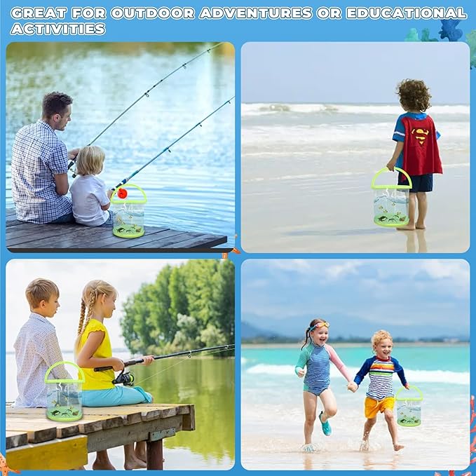 Foldable Small Aquarium, Portable Fish Tank, Fish Transport Container, Plasitc Fish Bowl, Beginner Tank, Great Concept for Catching and Release Critters, Beach, Pool and Lake (Green, Large)