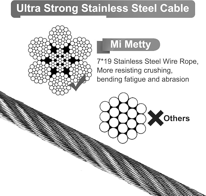 10FT Heavy Duty Dog Tie Out Cable for Large Dogs up to 125lbs, Durable Runner Tether Line (Black)