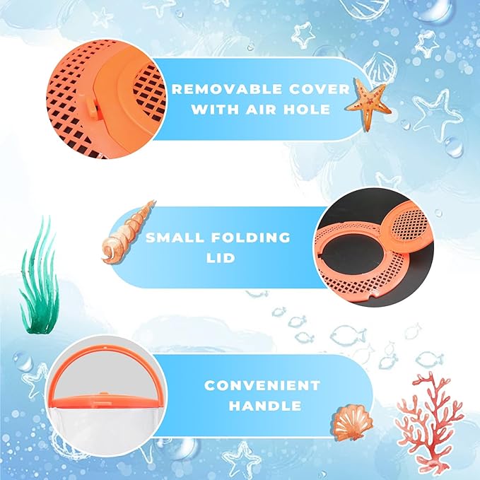 Foldable Small Aquarium, Portable Fish Tank, Fish Transport Container, Plasitc Fish Bowl, Beginner Tank, Great Concept for Catching and Release Critters, Beach, Pool and Lake