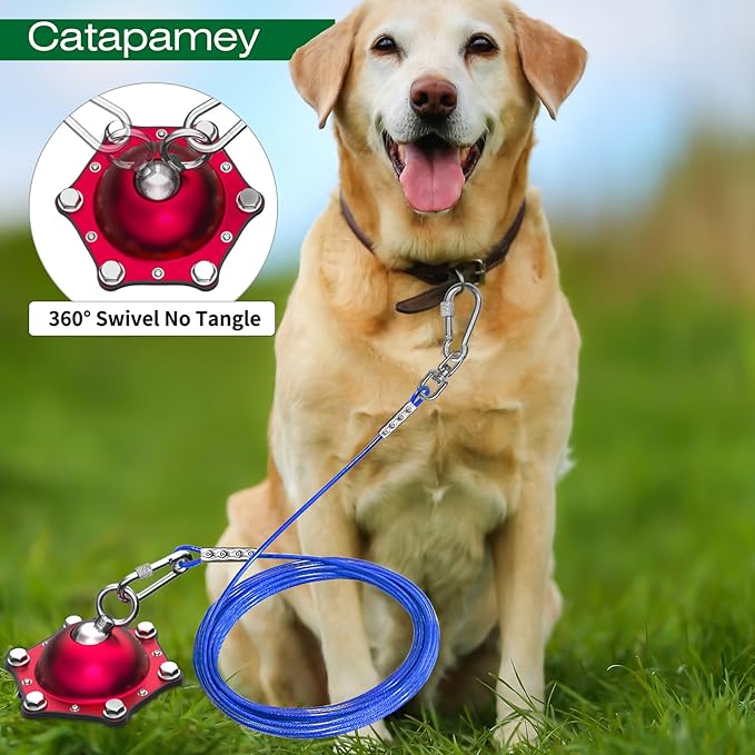 Dog Tie Out Stake(no Cable), for Large Dogs up to 200 lbs 360°Swivel Dog Run Anchors-Runner for Yard Camping,Best for in Cable,Leash,Lead or Tether