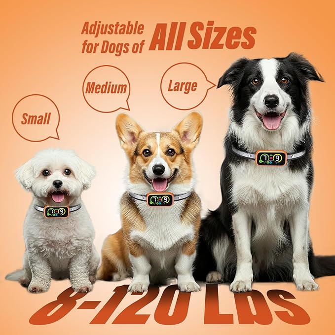 Dog Bark Collar, Smart Barking Collar with 4 Modes, 7 Adjustable Sensitivity for Barking Howling Whining, Automatic Anti Barking Device for Large Medium Small Dogs IP67 Waterproof for Indoor & Outdoor