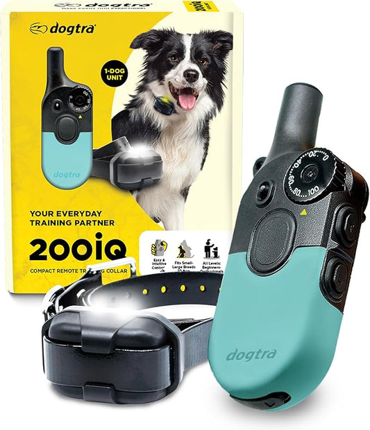 Dogtra 200iQ Remote Training E Collar – 100 Levels, Tone, Vibration, 1/2 Mile Range – Compact, Waterproof, One-Handed Control for Dogs 10 lbs+ – Lightweight Design for Daily Training – Teal