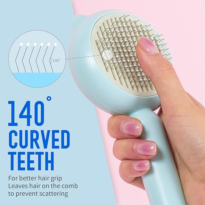 Cat Brush Dog brushes with Release Button for Shedding Grooming, suit for Long or Medium Haired Cats, Lightweight Skin Friendly Pet Brush Hair Removal Comb Brushes for Kitten