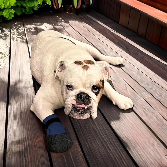 Double Dipped Thick Textured Waterproof Cotton Dog Socks | PawFlex Comfy Pawz Soft Indoor/Outdoor Pet Booties | Non-Slip Silicone Grip at Inner Wrist for No Twisting or Sliding Off| Adjustable Strap