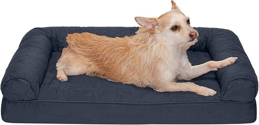 Furhaven Orthopedic Dog Bed for Medium/Small Dogs w/ Removable Bolsters & Washable Cover, For Dogs Up to 35 lbs - Quilted Sofa - Iron Gray, Medium
