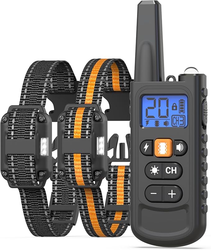 Dog Training Collar 2 Dogs - 3300FT Shock Collar for Dogs with 3 Training Modes, Rechargeable IP67 Waterproof for Small, Medium, and Large Dogs