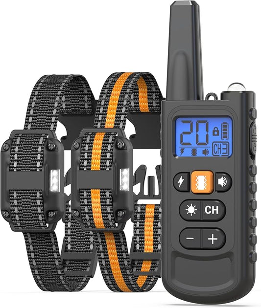 Dog Training Collar 2 Dogs - 3300FT Shock Collar for Dogs with 3 Training Modes, Rechargeable IP67 Waterproof for Small, Medium, and Large Dogs