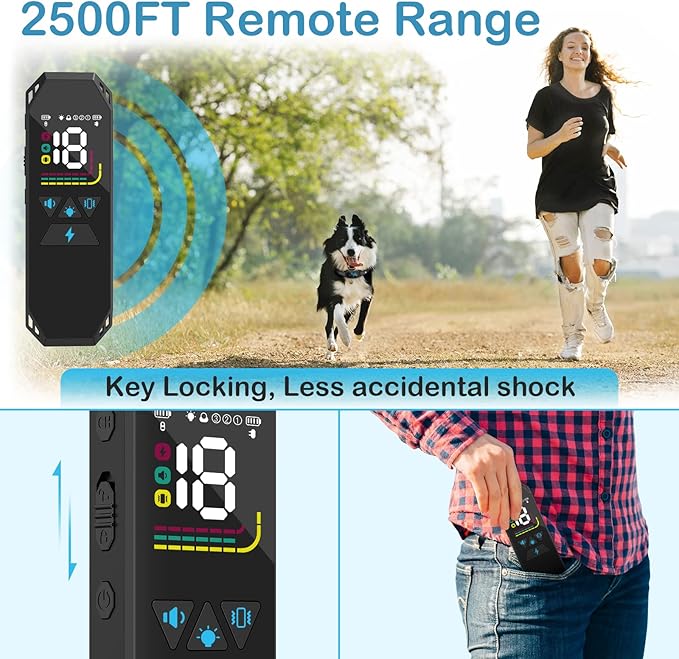 Dog Training Collar, Shock Collars for Dogs with Remote 2 Pack, 4 Training Modes with Rechargeable, 2500ft, IP67 Waterproof for All Breeds, Sizes Small Medium Large