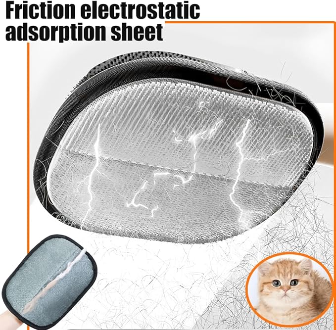 Double-Sided Pet Hair Removal Gloves - Reusable Static Removal Grooming Gloves for Dogs & Cats, Efficient Fur Removal Tool for Furniture, Carpet, Car Seats, Sofa, Bedding & Clothes (2 Pack)