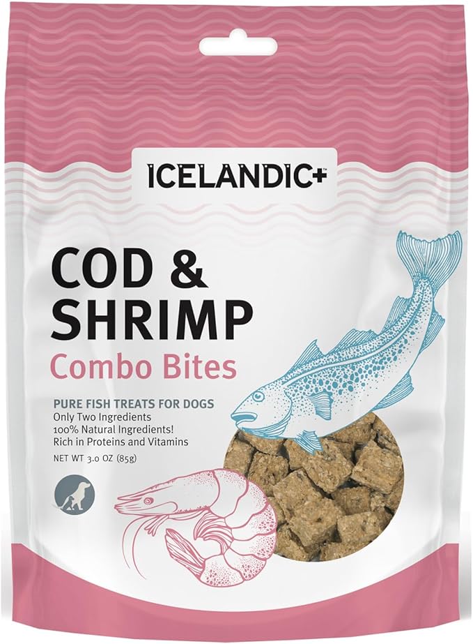Icelandic+ Cod & Shrimp Combo Bites Dog Treat 3.0-oz Bag